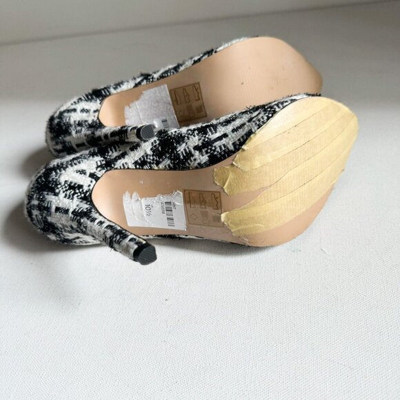 TOPSHOP Black White Plaid Tweed Classic Heels 41 (10.5) - Picture 4 of 7